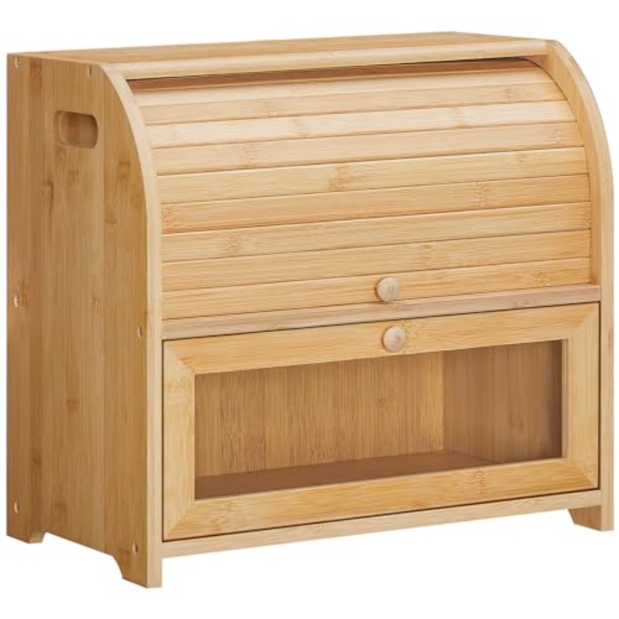 Food Storage Box Large - Bread Box, Bamboo Bread Box for