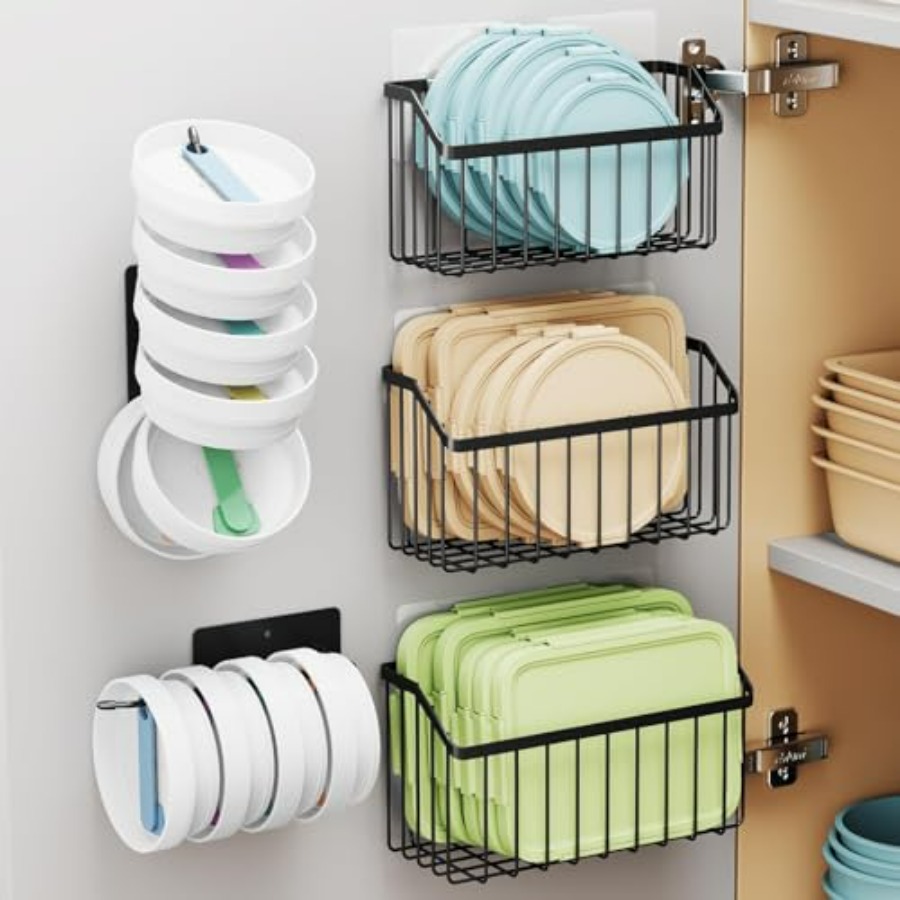 Food Storage Containers Tupperware - 5PCS Cabinet Door Lid Organizers Holders
