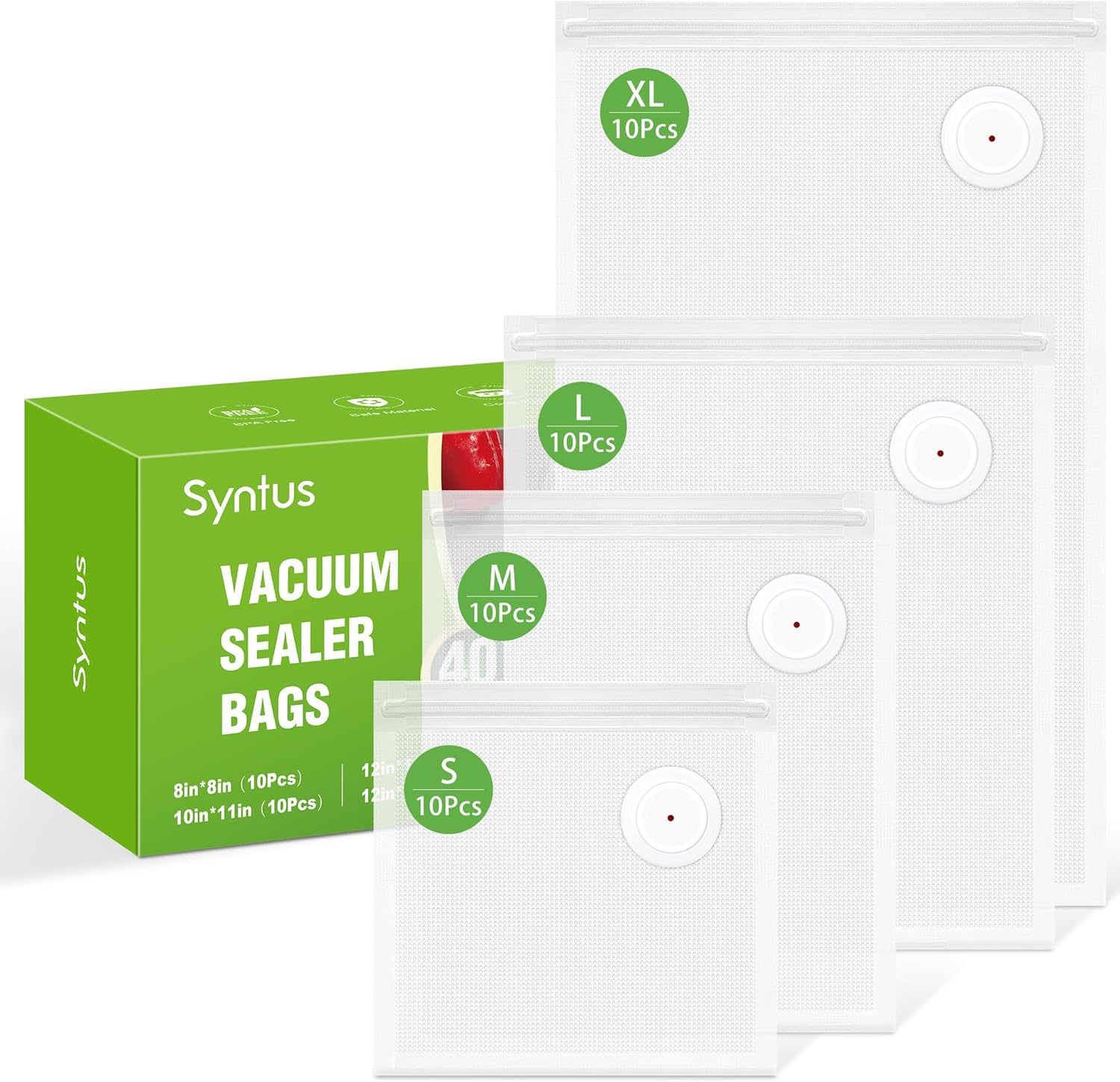 Food Storage Zipper Bags - 40 Pcs Vacuum Sealer Bags Reusable