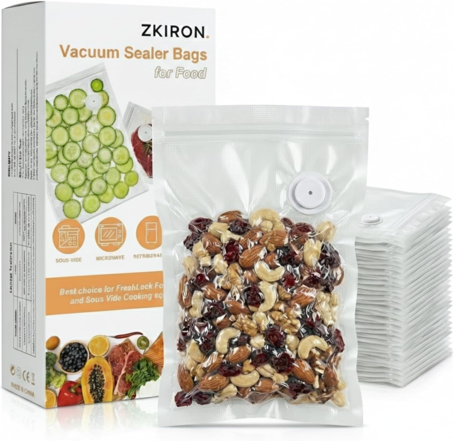 Food Storage Zipper Bags - Reusable Vacuum Sealer Bags, 20 Pack