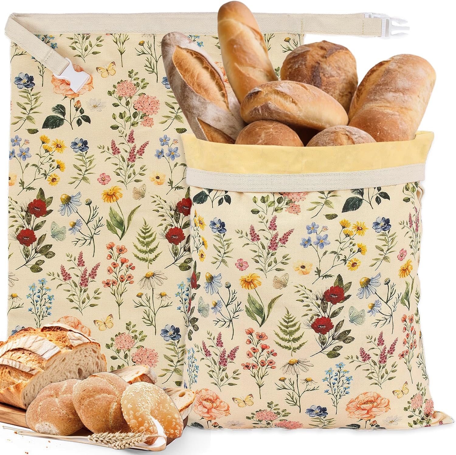 Food Storage Bags Xl - Reusable Beeswax Bread Bags for Homemade