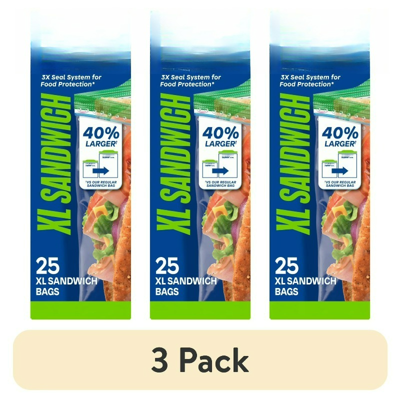 Food Storage Bags Xl - (3 pack) Brand XL Sandwich Bags