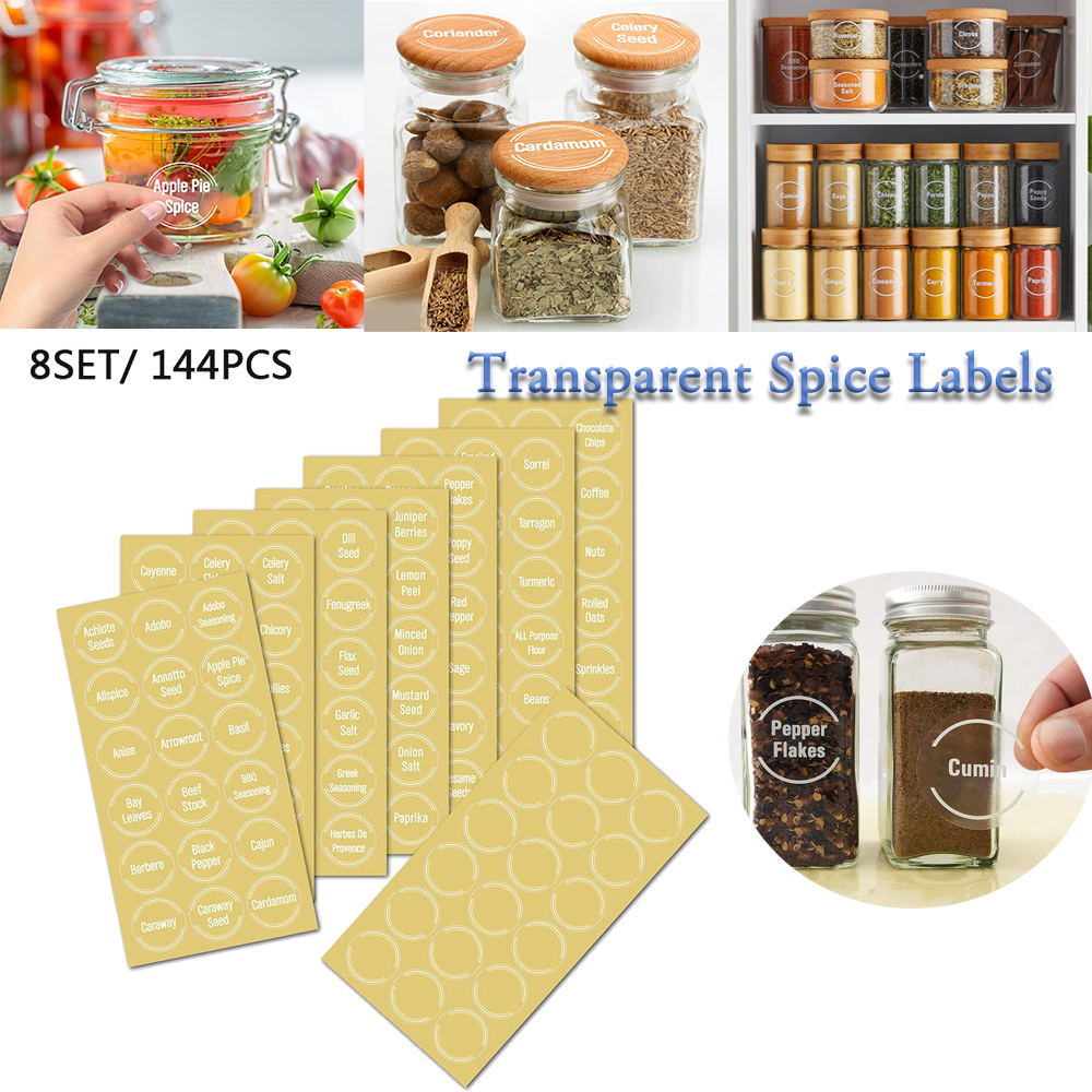 Food Storage Name - 144 Pcs/set Transparent Spice Jar Storage
