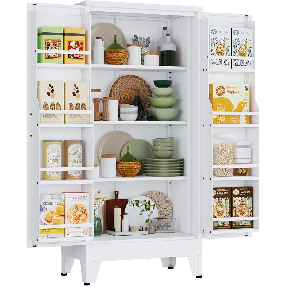 Food Storage Cabinet For Kitchen - 48-Inch Tall Metal Kitchen Pantry Cabinet
