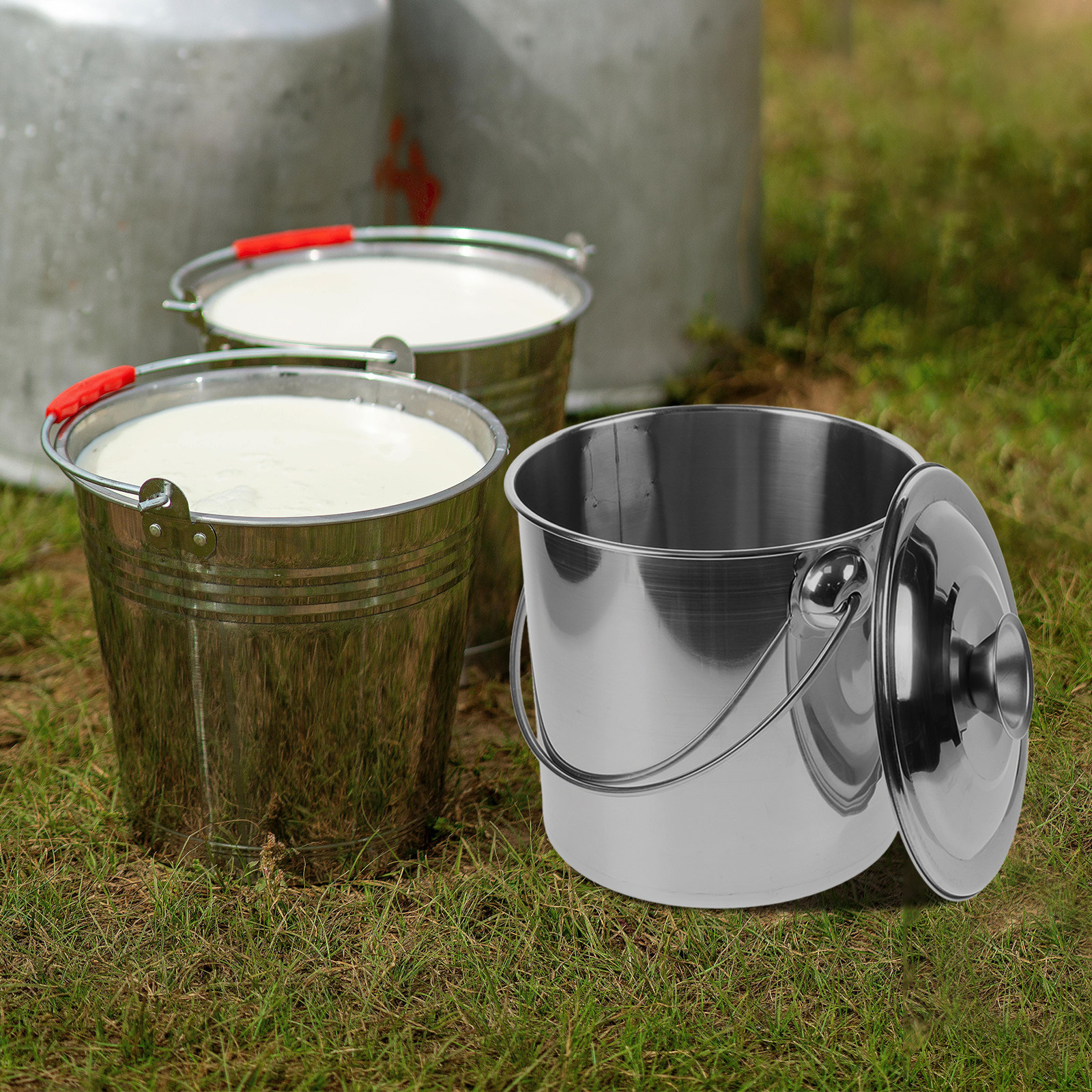 Food Storage In Restaurant - Stainless Steel Milk Bucket with Lid