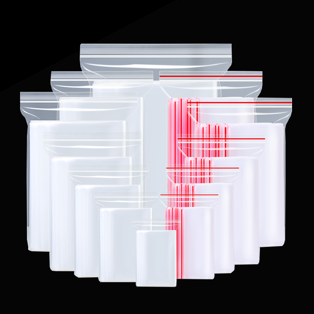 Food Storage Zipper Bags - 100PCS 0.05mm Thickness Transparent Resealable Zipper