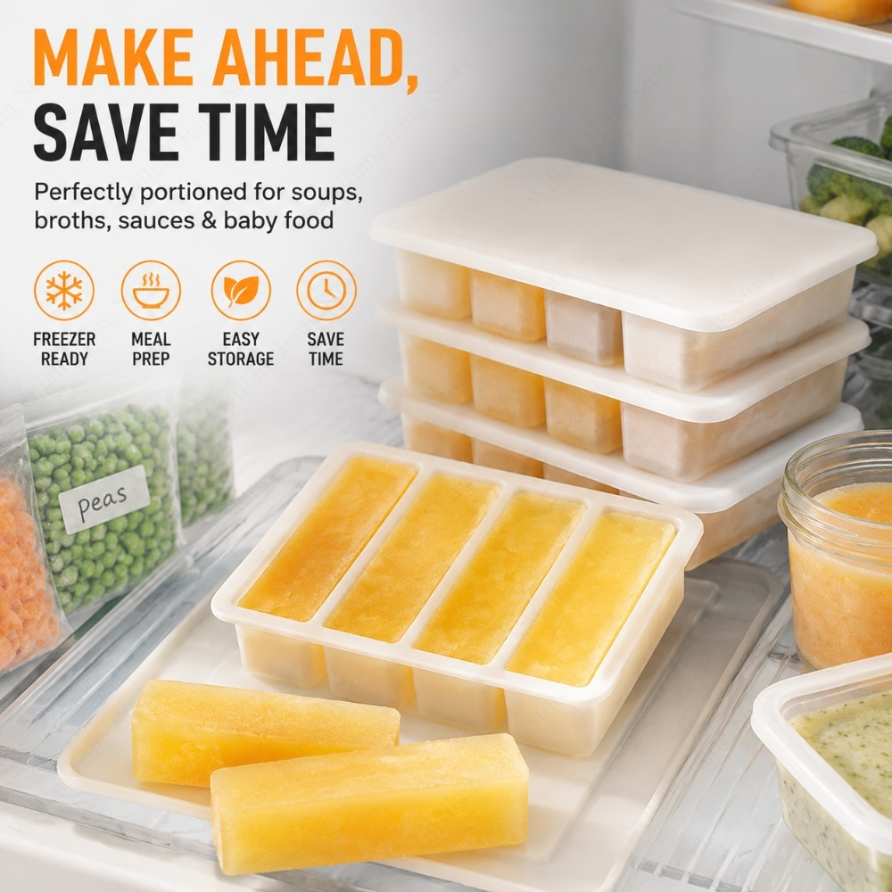Food Storage In Cooler - Durable Silicone Freezing Tray with Lid