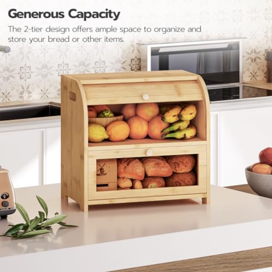 Bread Box, Bamboo Bread Box fo – Food Storage Box Large Bewertung und Preis