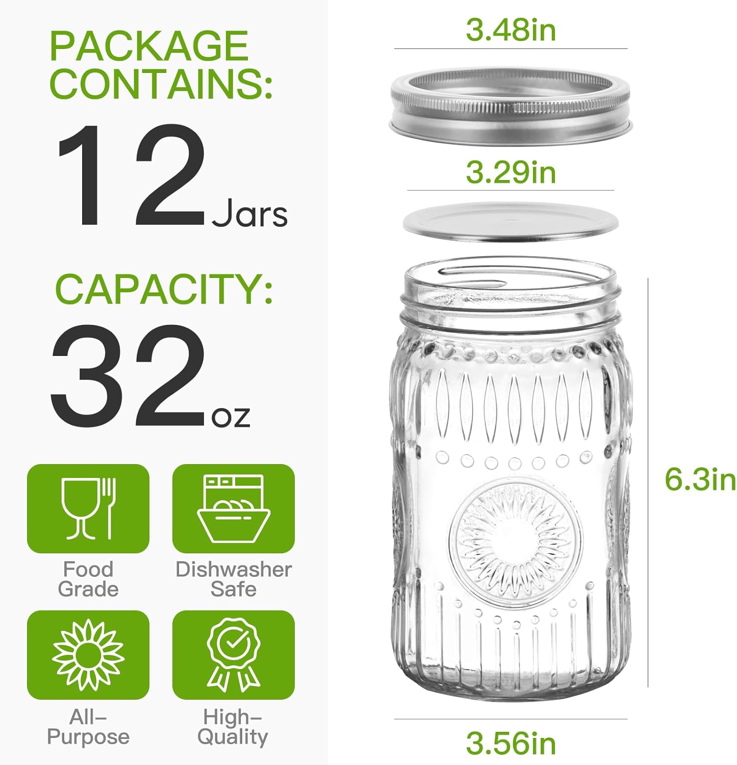 32 oz Wide Mouth Mason Jars wi – Food Storage 4 Quart Bewertung und Preis