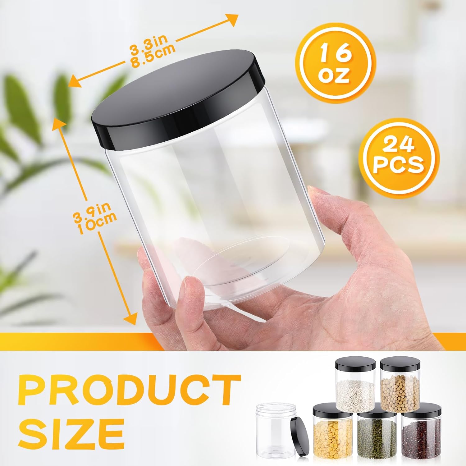 24 Pcs 16oz Plastic Jars with  – Food Storage Glass Jar Bewertung und Preis