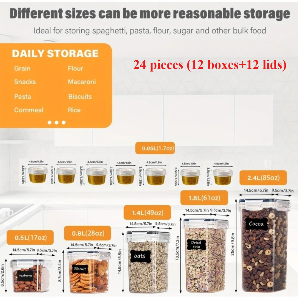 24Pcs Food Storage Containers  – Food Storage Cabinet For Kitchen Bewertung und Preis