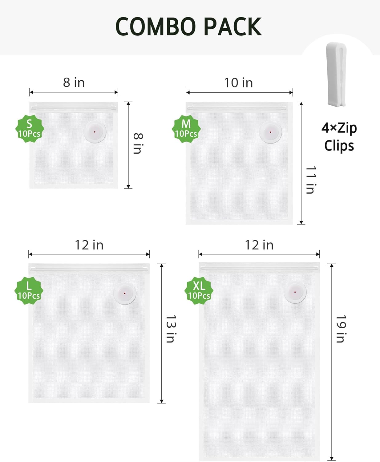 40 Pcs Vacuum Sealer Bags Reus – Food Storage Zipper Bags Bewertung und Preis