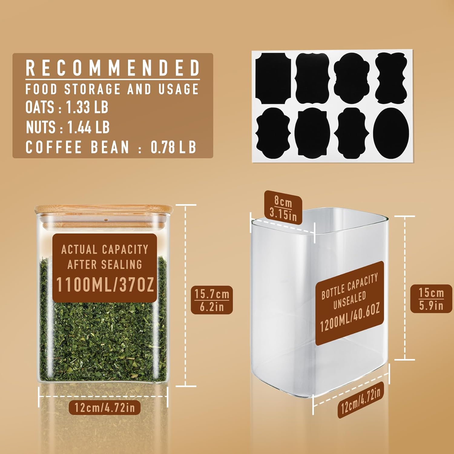 37oz Rectangle Airtight Glass  – Food Storage Glass Jar Bewertung und Preis
