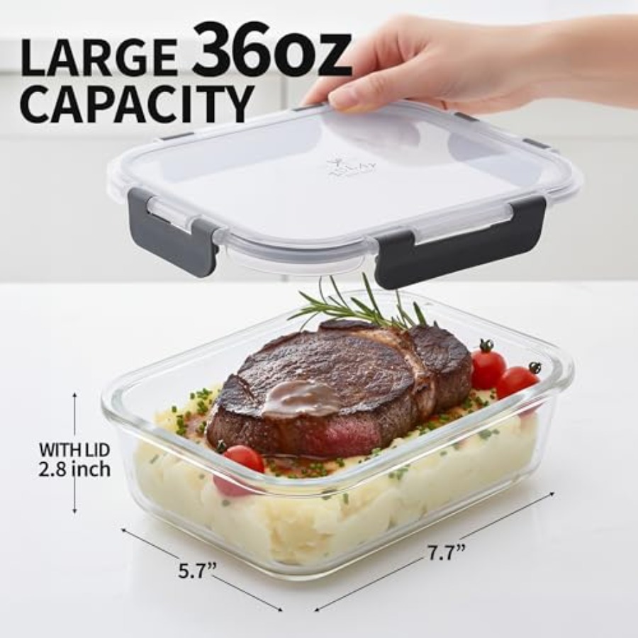 5 Piece Large 36oz Glass Tuppe – Food Storage Containers Tupperware Bewertung und Preis