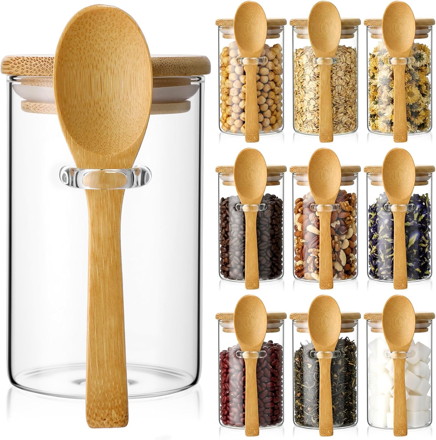 10 Pack Glass Jars with Bamboo – Food Storage Glass Jar Bewertung und Preis