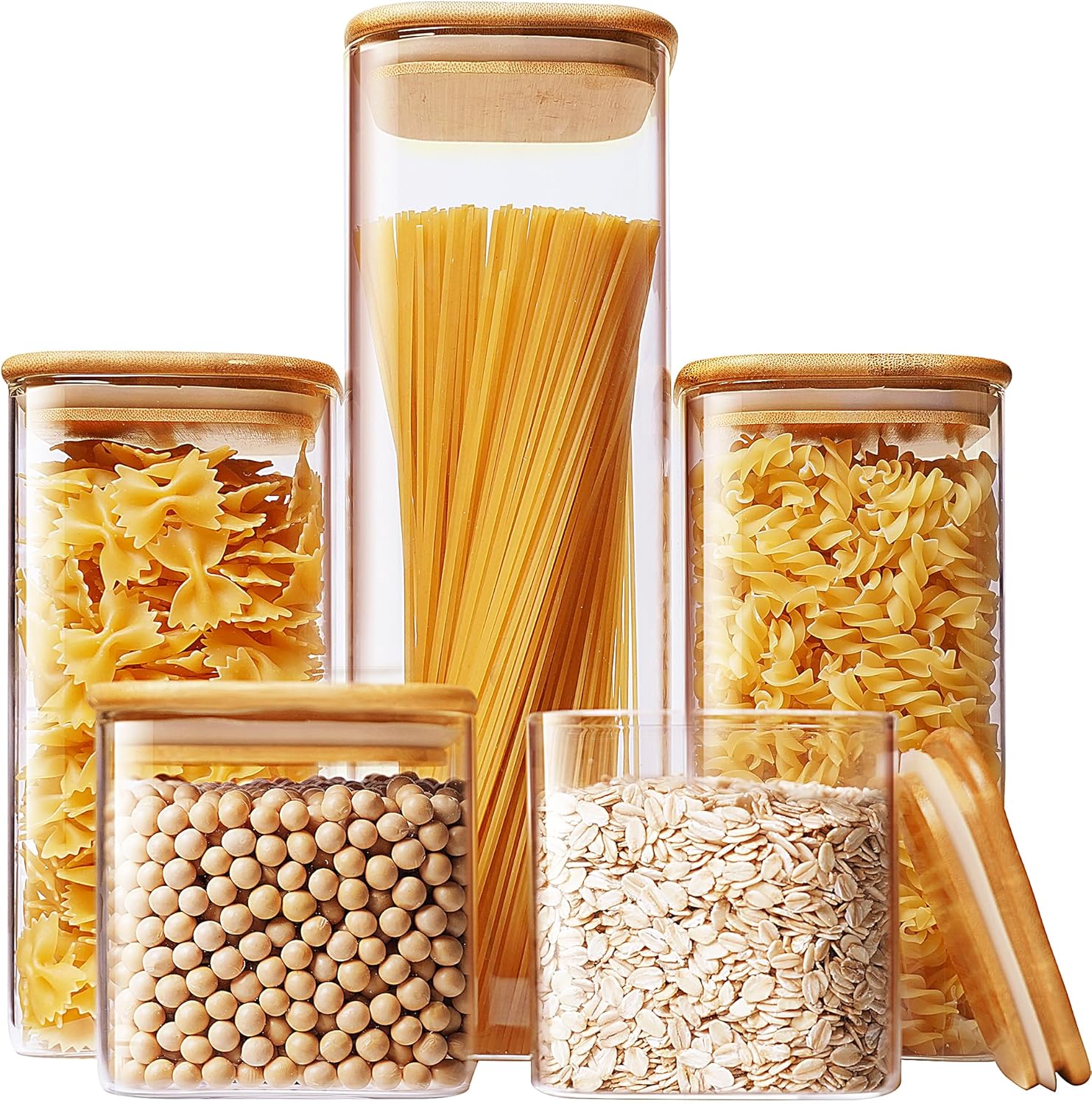 Square Glass Jars with Bamboo  – Food Storage Glass Jar Bewertung und Preis
