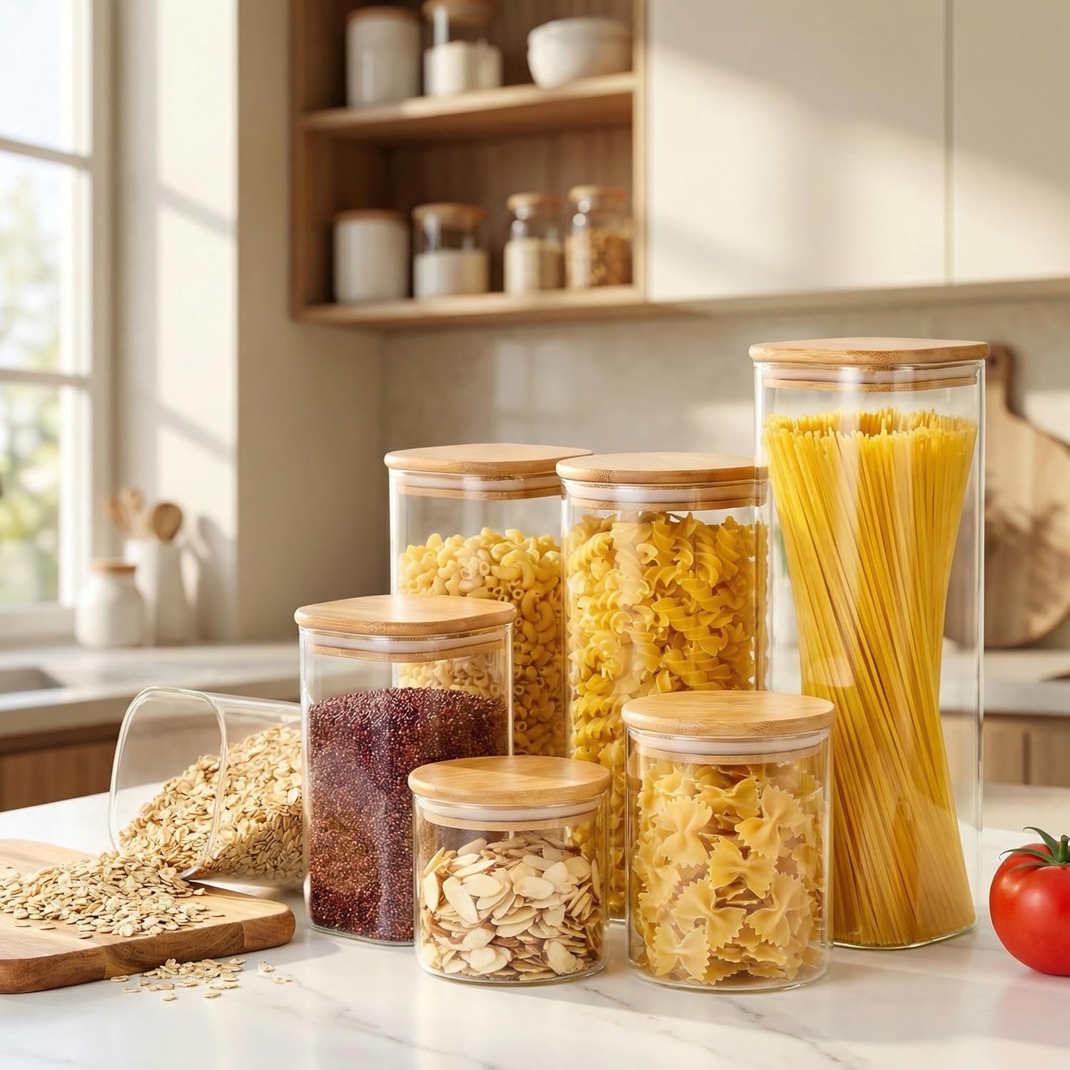 Square Glass Jars with Bamboo  – Food Storage Glass Jar Bewertung und Preis