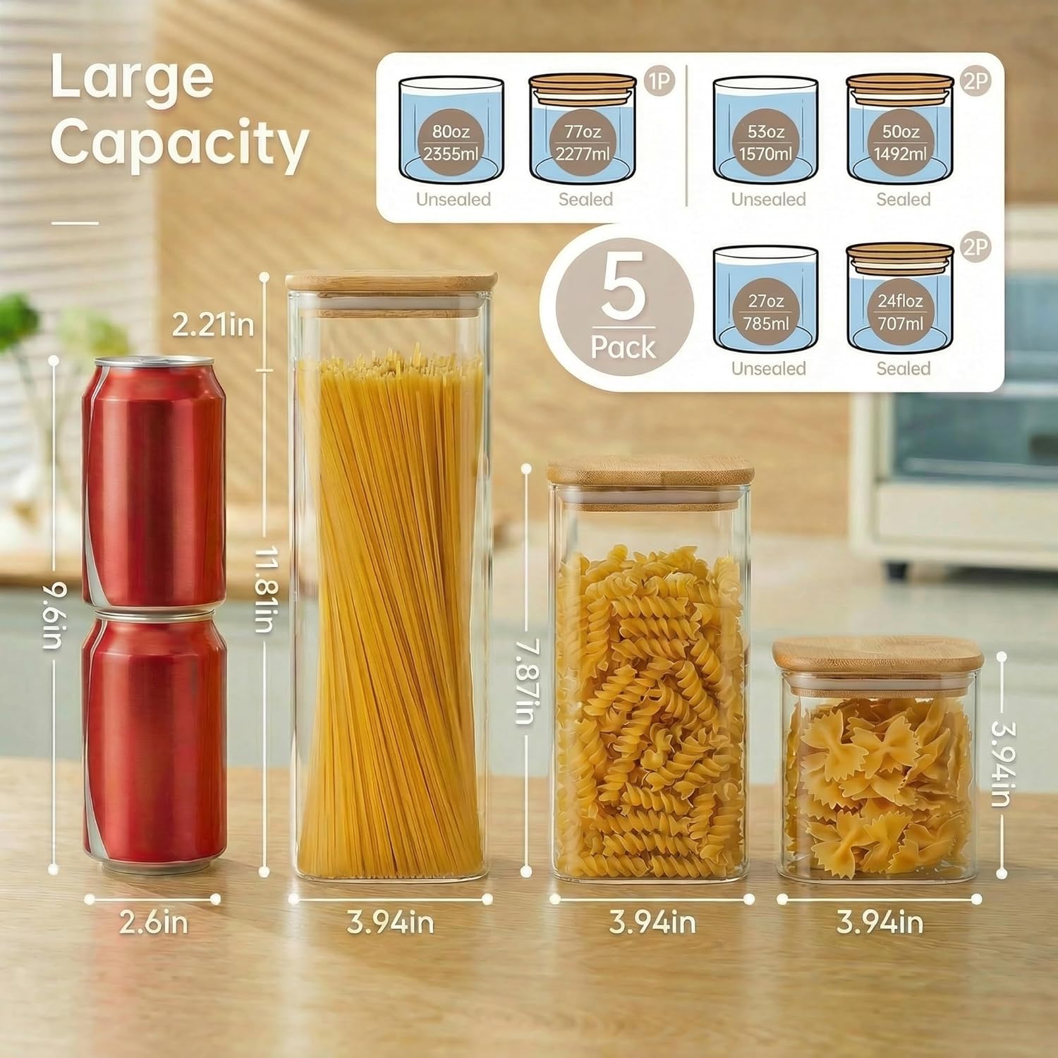 Square Glass Jars with Bamboo  – Food Storage Glass Jar Bewertung und Preis