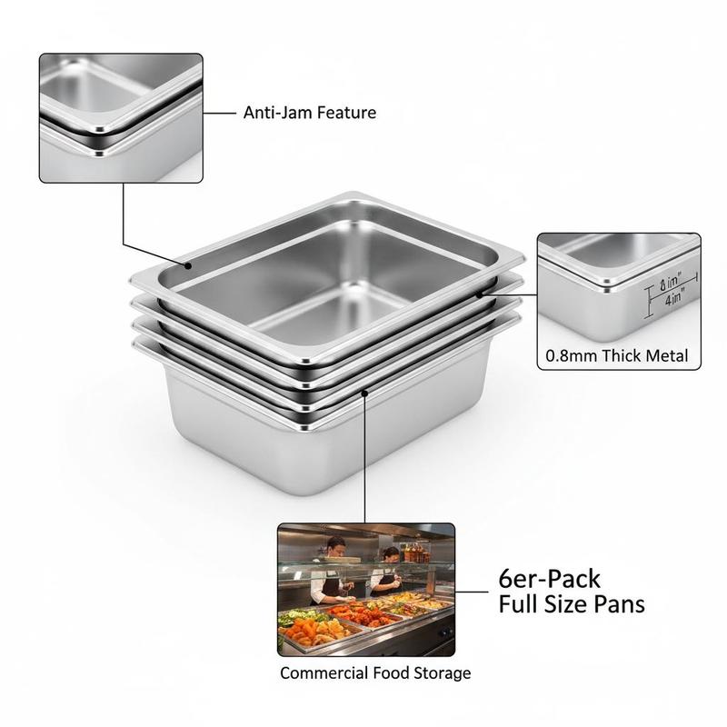 6 Pack Catering Trays Full Siz – Food Storage In Restaurant Bewertung und Preis