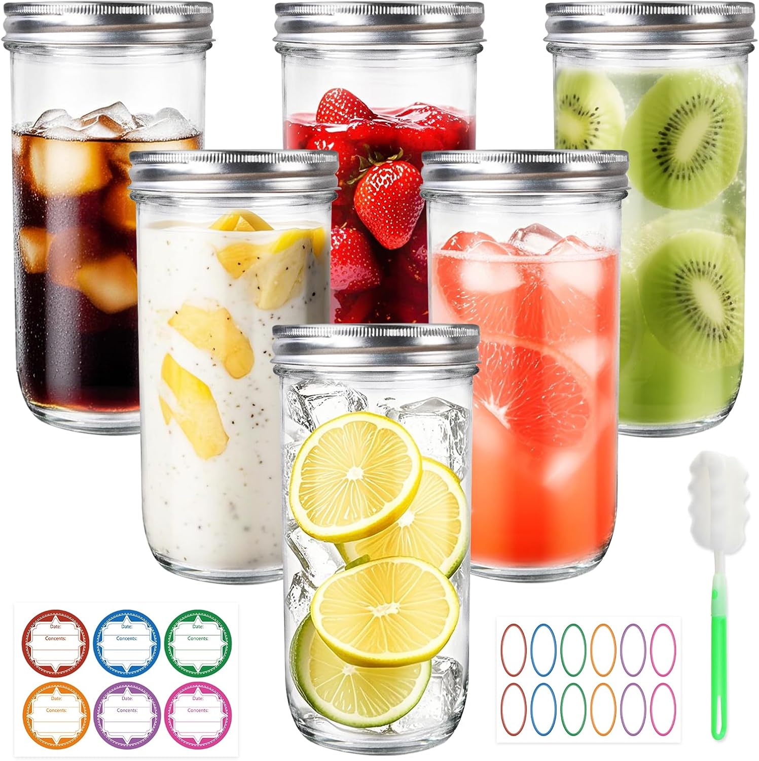 Jars Wide Mouth 6 Pack, 24oz G – Food Storage Glass Jar Bewertung und Preis