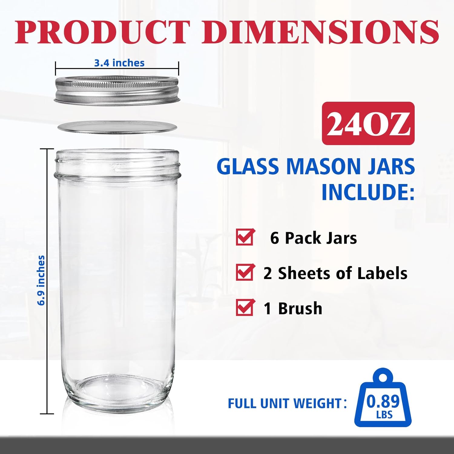 Jars Wide Mouth 6 Pack, 24oz G – Food Storage Glass Jar Bewertung und Preis
